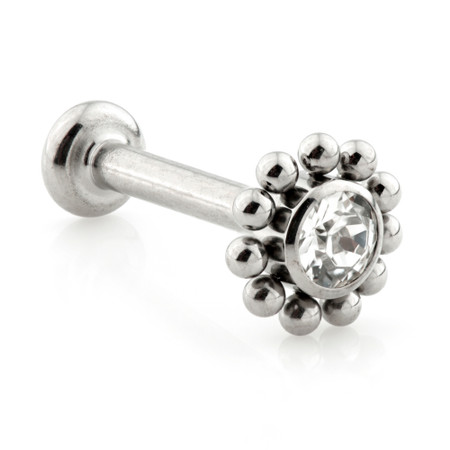 Ti Couture Internal Labrets Gem Circle 3mm Base 1.2mm (0.8mm)