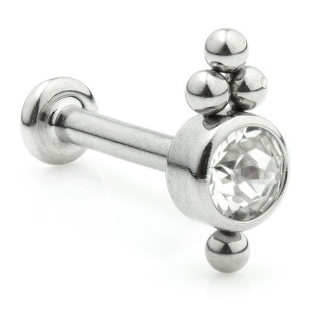 Ti Couture Internal Titanium Labret with Gem Cluster 3mm Base 1.2mm (0.8mm)