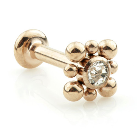 Ti Couture Rose Gold Internal Ti Labrets Gem Dot-Square