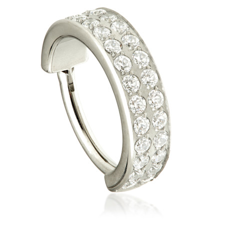 Ti Couture Thick Double Jewelled Pavé Hinged Ring