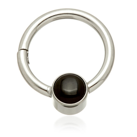 Ti Hinged Segment Ring with Black Agate Stone Disk