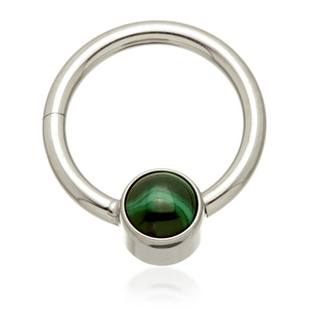 Ti Hinged Segment Ring with Malachite Stone Disk