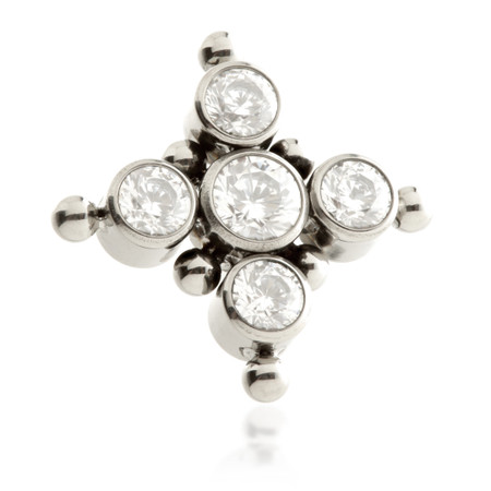 Ti Internal Jewelled Bezel Flower with Beads Attachment (0.9mm thread)