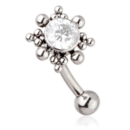 Ti Internal Jewelled Bezel with Beads Rook/Eyebrow Bar