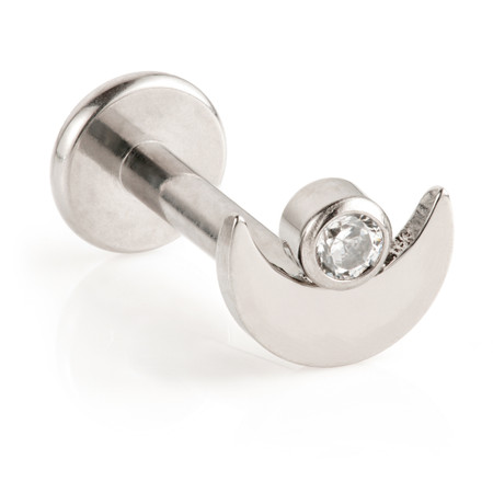 Ti Internal Labret with Crescent Gem Moon Attachment