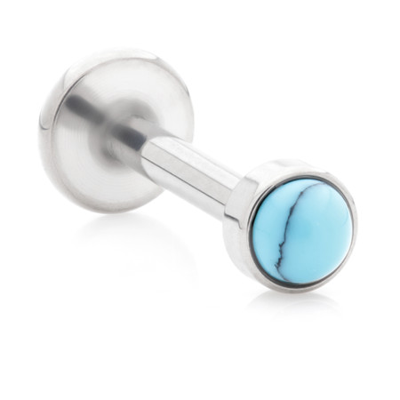 Ti Internal Labret with Turquoise Stone Bezel Attachment