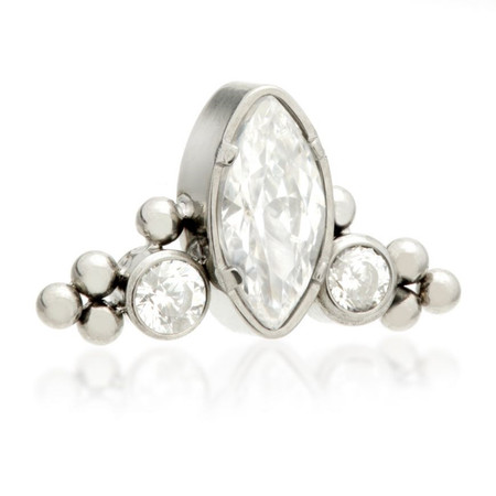 Ti Internal Marquise Crescent with Tri Beads Attachment (1.2mm thread)