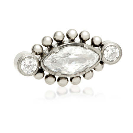 Ti Internal Millegrained Marquise with Side Gem Attachment (0.9mm thread)