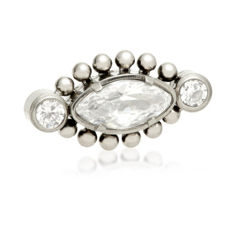 Ti Internal Millegrained Marquise with Side Gems Attachment (1.2mm thread)