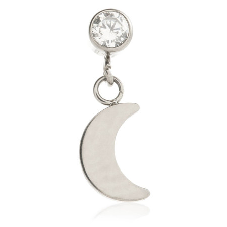 Ti Internal Round Gem with Dangling Moon Attachment