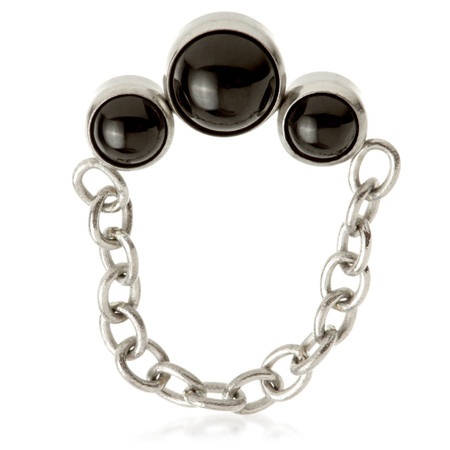 Ti Internal Triple Black Onyx Stone Bezel with Hanging Chain Attachment