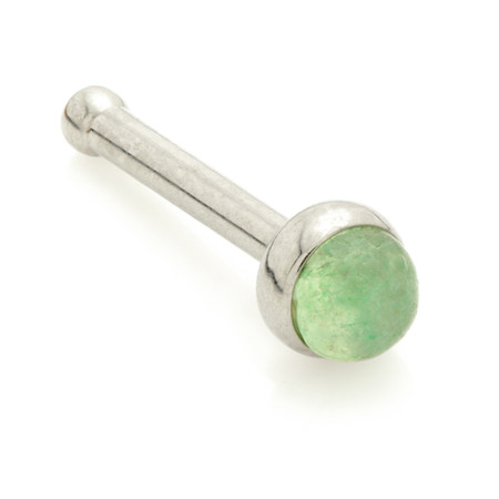 Ti Straight Ball Back Nose Stud with Jade Stone