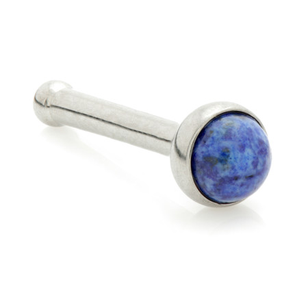 Ti Straight Ball Back Nose Stud with Lapis Stone