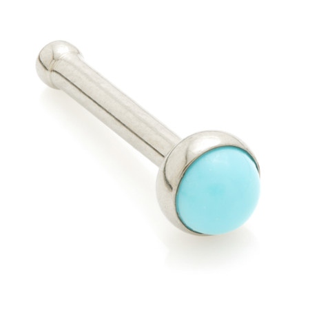 Ti Straight Ball Back Nose Stud with Turquoise Stone