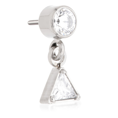 Ti Threadless Bezel Gem with Hanging Trillion Attachment