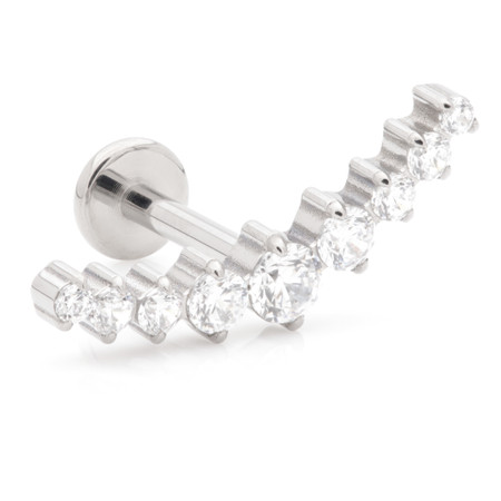 Ti Threadless Jewelled Prong Crescent Labret