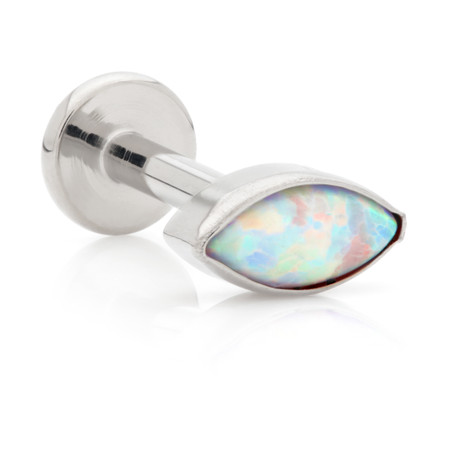 Ti Threadless Labret with Opal Bezel Marquise Attachment