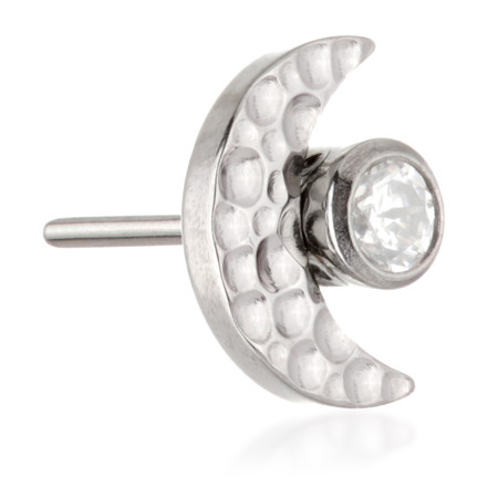 Ti Threadless Moon Crescent with Jewelled Bezel Attachment