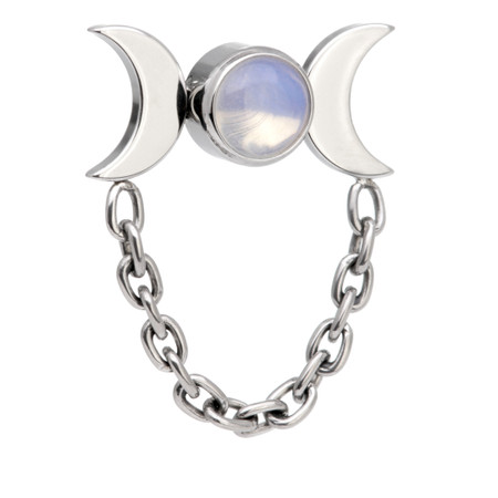 Ti Threadless Opalite Bezel with Double Moon Crescent Attachment