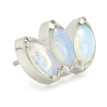 Ti Threadless Triple Marquise Attachment with Opalite Stone