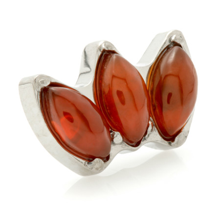 Ti Threadless Triple Marquise Attachment with Red Agate Stone