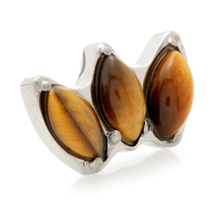 Ti Threadless Triple Marquise Attachment with Tiger Eye Stone