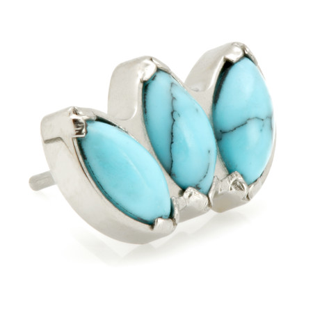 Ti Threadless Triple Marquise Attachment with Turquoise Stone