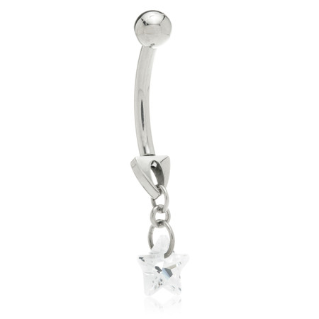 TiC Reversible Belly Bar with Crystal Star - 10