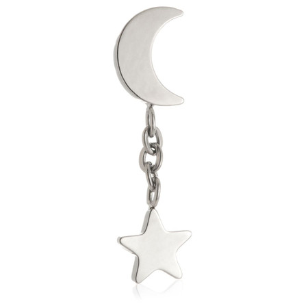 Titanium Internal Threaded Moon Attachment with Hanging Star