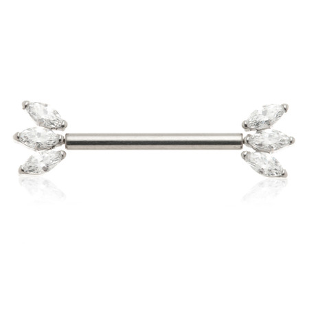 TiC Threadless Titanium Triple Marquise Nipple Bar