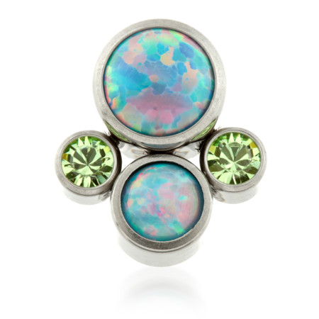 Titanium Internal Micro Quad Opal Gems - Blue