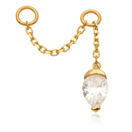 TL - 14ct Gold Chain with Jewelled Pear Attachment