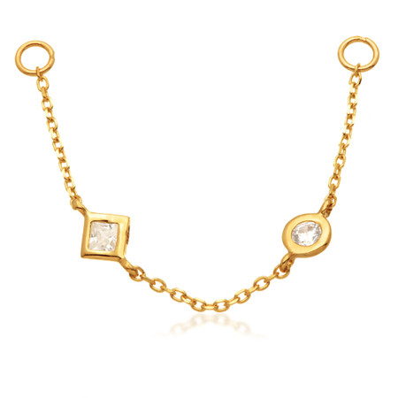 TL - 14ct Gold Chain with Round Gems