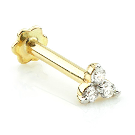 TL - 14ct Gold Diamond Trinity Internal Labret