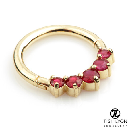 TL - 14ct Gold Front Facing Ruby Hinge Ring