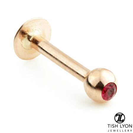TL - 14ct Gold Micro Ruby External Thread Labret TL - 14ct Gold Micro Ruby External Thread Labret