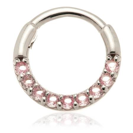 TL - 14ct Gold Pav√© Pink Sapphire Daith Septum Ring