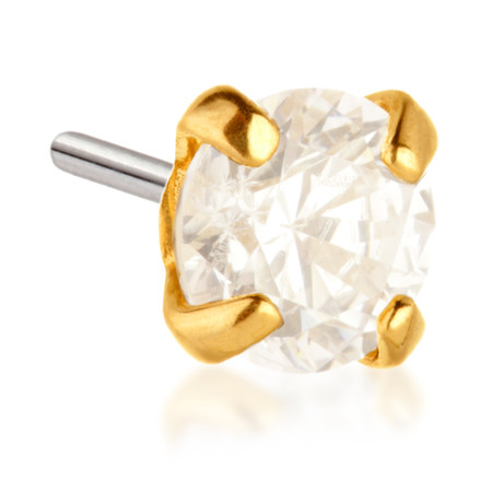 TL - 14ct Threadless Gold Prong Set Gem Pin Attachment