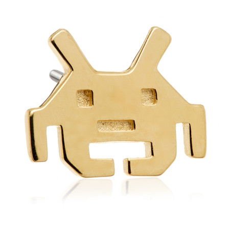 TL - 14ct Solid Gold Threadless Space Invader Attachment TL - 14ct Solid Gold Threadless Space Invader Attachment