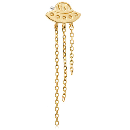 TL - 14ct Solid Gold Threadless UFO with Beams Attachment TL - 14ct Solid Gold Threadless UFO with Beams Attachment