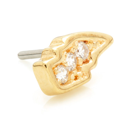 TL - 14ct Threadless Gold Pavé Lightning Bolt Pin Attachment TL - 14ct Threadless Gold Pavé Lightning Bolt Pin Attachment