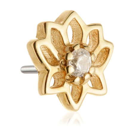 TL - 14ct Threadless Open Lotus Flower Gem Pin Attachment