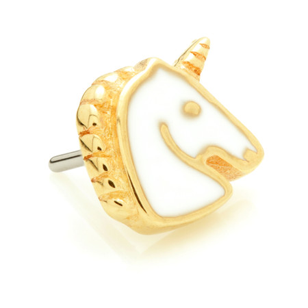 TL - 14ct Threadless Enamel Unicorn Pin Attachment TL - 14ct Threadless Enamel Unicorn Pin Attachment