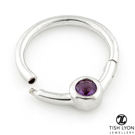 TL - 14ct White Gold Daith Amethyst Hinge Ring