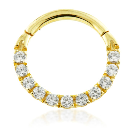 TL - 18ct Gold Pavé Jewelled Eternity Swarovski Daith / Septum Ring TL - 18ct Gold Pavé Jewelled Eternity Swarovski Daith / Septum Ring