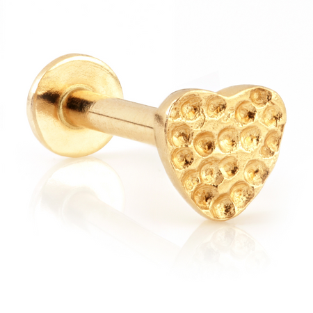 TL - 9ct Gold Hammered Heart Internal Labret TL - 9ct Gold Hammered Heart Internal Labret