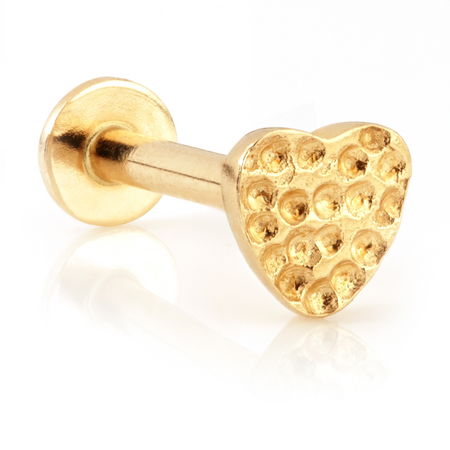 TL - 9ct Gold Hammered Heart Internal Labret