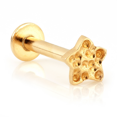 TL - 9ct Gold Hammered Star Internal Labret