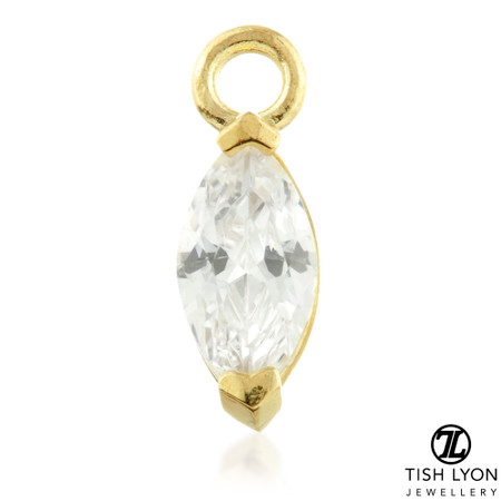 TL - 9ct Gold Jewel Marquise Charm for Hinge Segment Ring