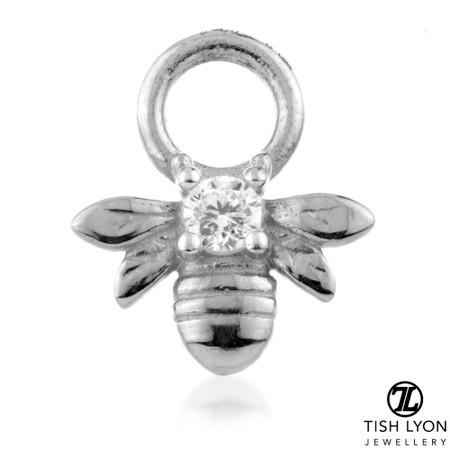 TL - 9ct Gold Jewelled Bee Charm for Hinge Segment Ring